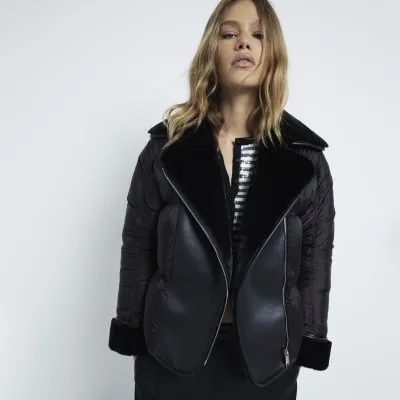 Black Faux Leather Jacket sold by River Island