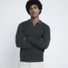 Khaki Textured Slim Fit Polo Jumper sold by River Island