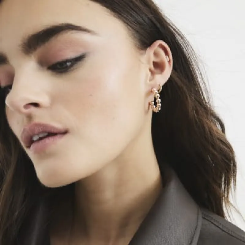 Rose Gold Mini Hoop Earrings sold by River Island