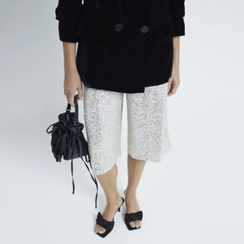 Silver Sequin Bermuda Shorts sold by River Island