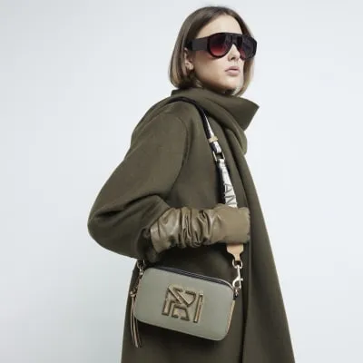 Khaki Faux Leather RI Cross Body Bag sold by River Island