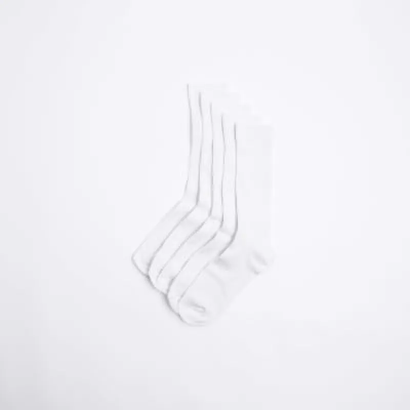 5 Pack white rib ankle socks sold by River Island