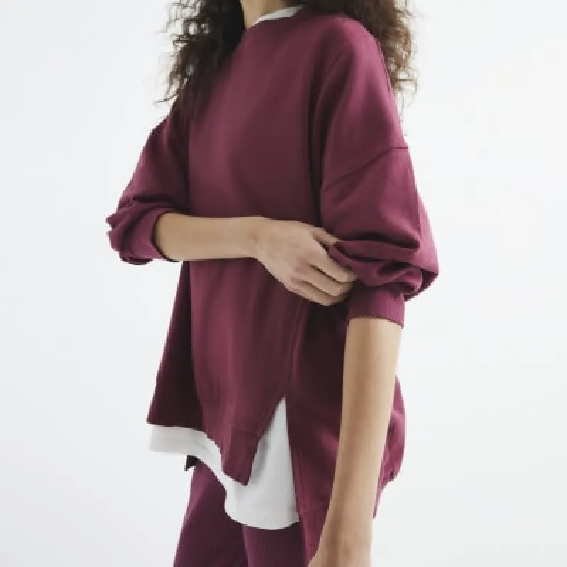 Burgundy Long Sleeve Split Front Sweatshirt sold by River Island