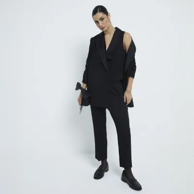 Black Button Front Waistcoat sold by River Island