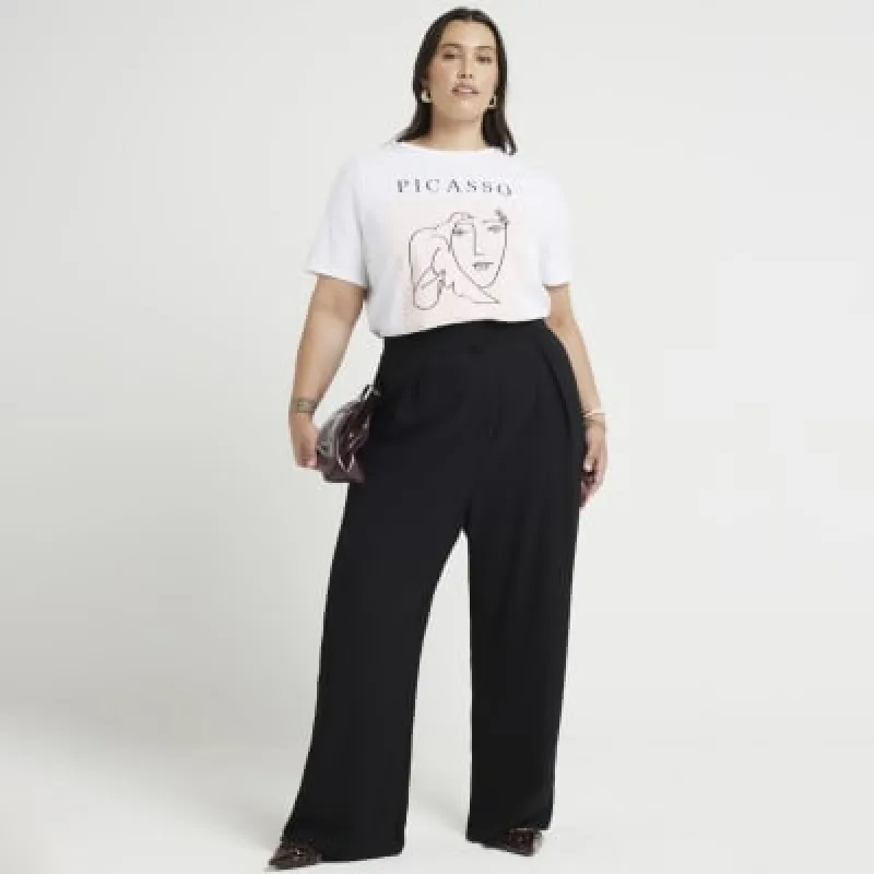 Plus White Picasso Graphic T-Shirt sold by River Island
