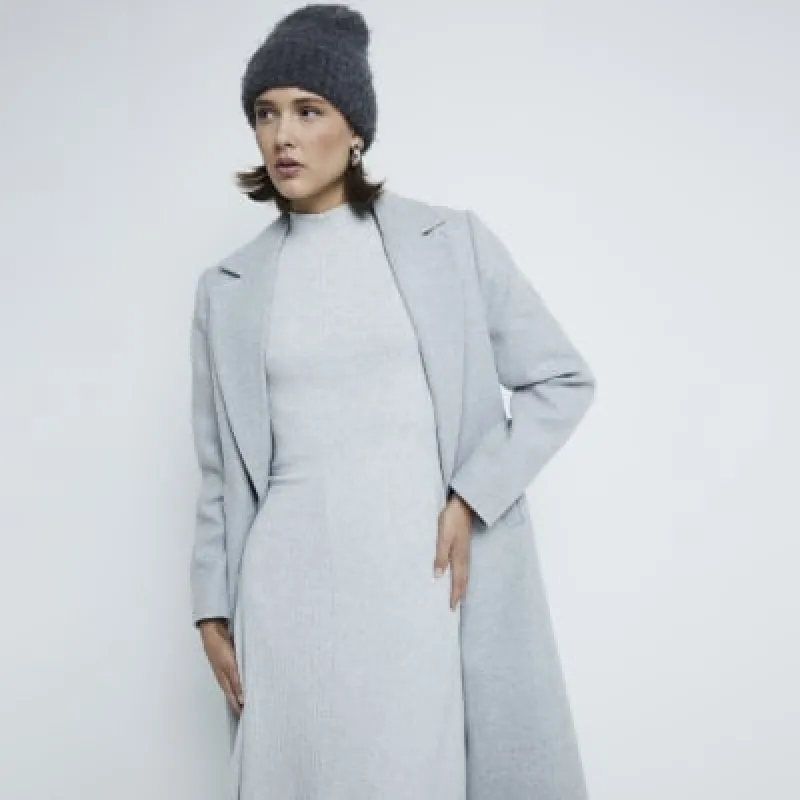 Grey Long Sleeve Bodycon Dress sold by River Island