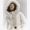 Cream Faux Fur Trim Padded Jacket sold by River Island