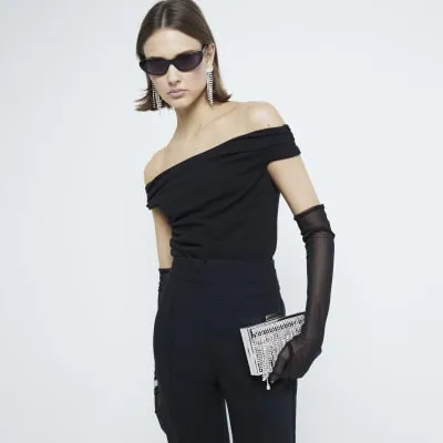 Silver Crystal Fringe Clutch Bag sold by River Island