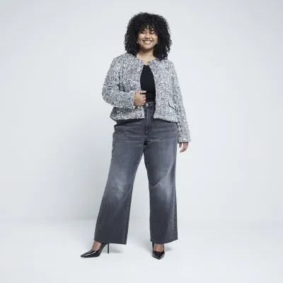 Plus Silver Sequin Collarless Jacket sold by River Island