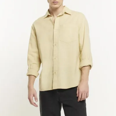 Yellow regular fit linen blend shirt sold by River Island