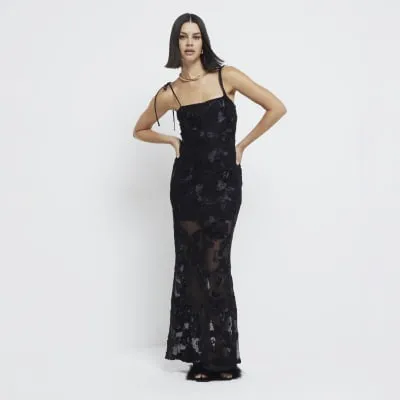 Black 3D Mesh Bodycon Midi Dress sold by River Island