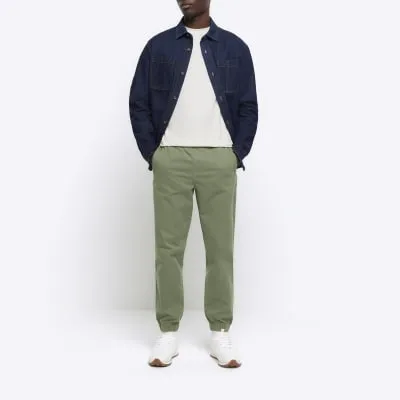 Green slim fit pull on joggers sold by River Island