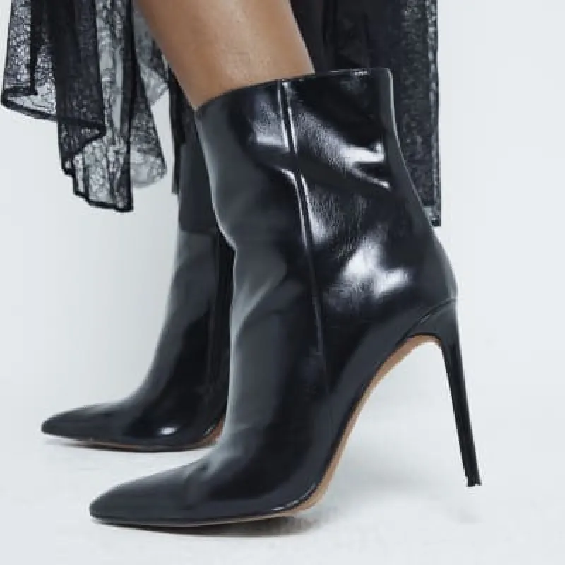 Black Pointed Toe Heeled Boots sold by River Island