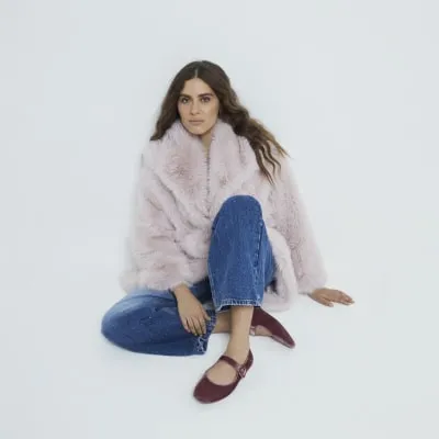 Pink Velvet Mary Jane Shoes sold by River Island