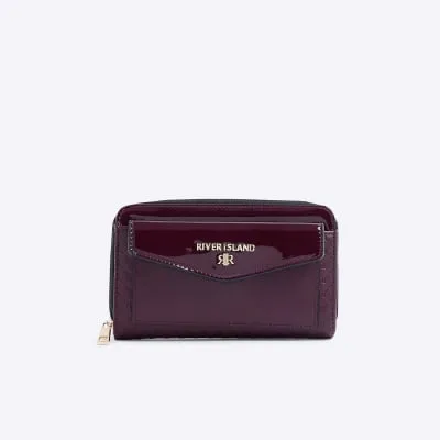 Dark Red patent embossed envelope purse sold by River Island
