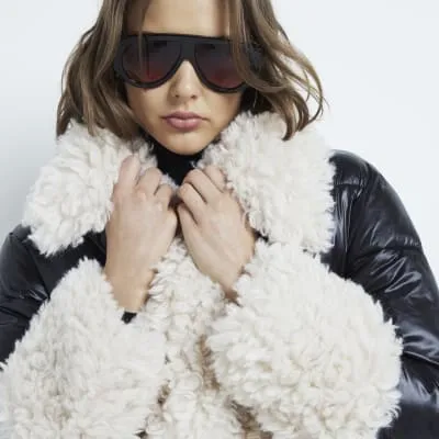 Black Borg Vinyl Puffer Jacket sold by River Island