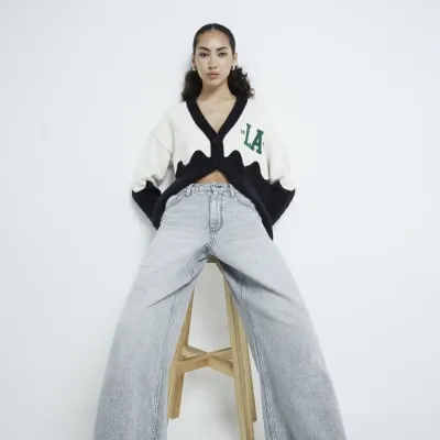 Grey Super Wide Jeans sold by River Island