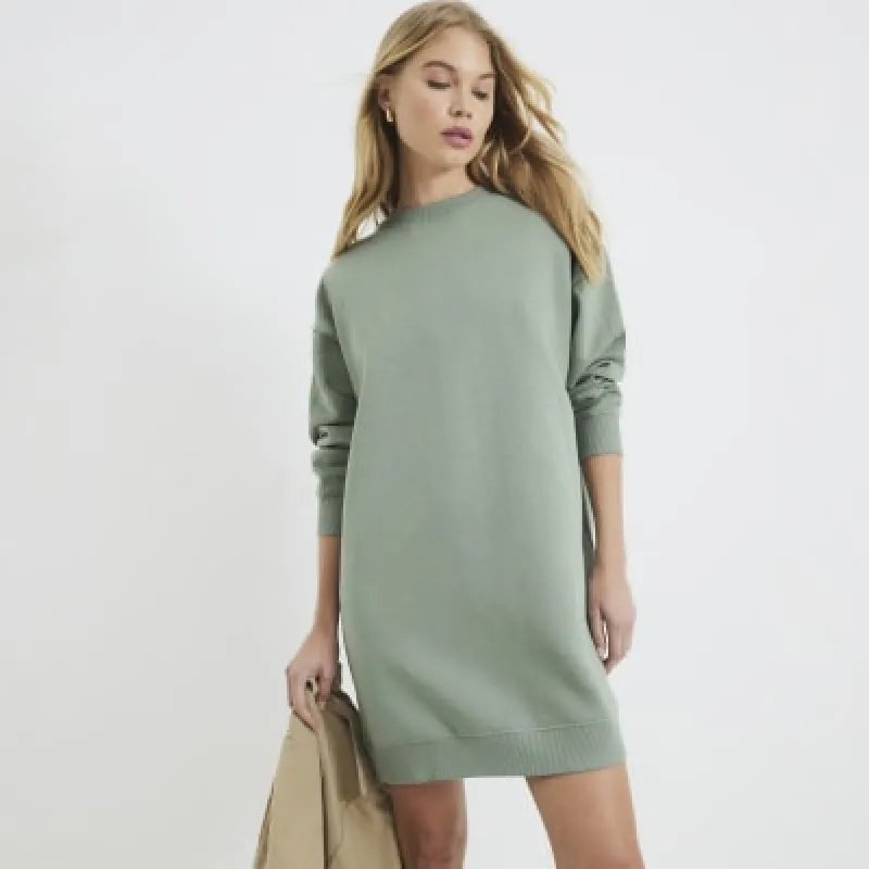 Green Long Sleeve Mini Sweatshirt Dress sold by River Island