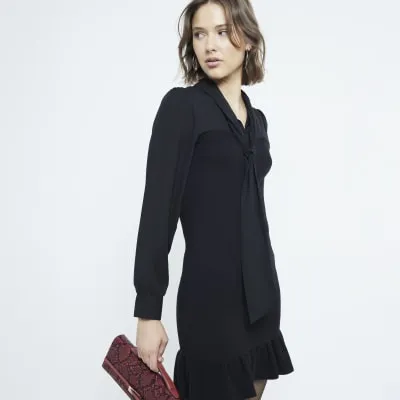 Black Bow Neck Bodycon Dress sold by River Island