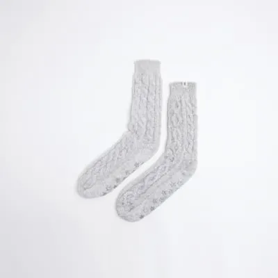 Grey Chenille Slipper Socks sold by River Island