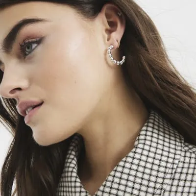 Silver Mini Hoop Earrings sold by River Island