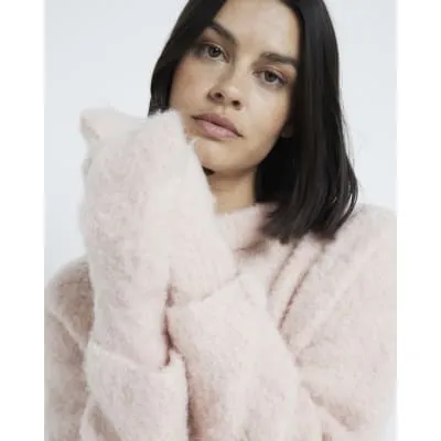 Pink Fluffy Knitted Mittens sold by River Island