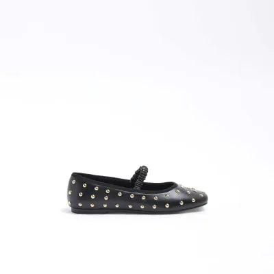 Black Stud Elastic Ballet Pumps sold by River Island