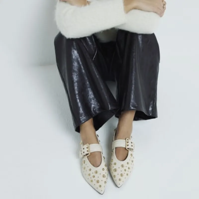 Cream Stud Mary Jane Shoes sold by River Island