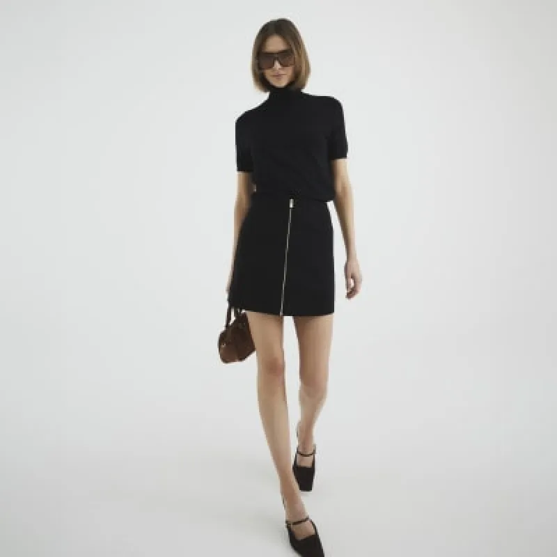 Black Zip Up Mini Skirt sold by River Island