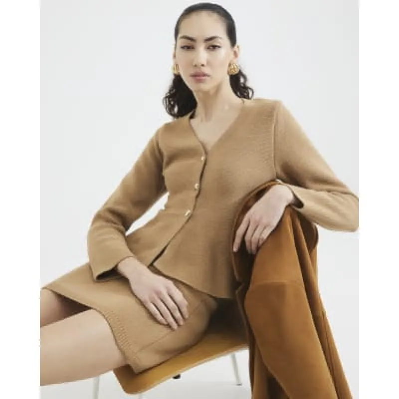 Brown Long Sleeve Button Cardigan sold by River Island