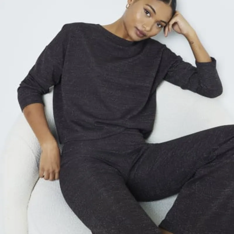 Black Crochet Long Sleeve Top sold by River Island