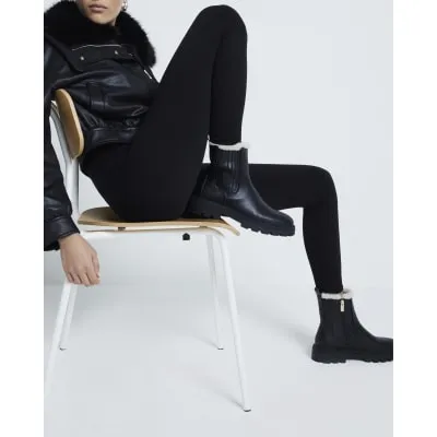 Black Faux Fur Lined Chelsea Boots sold by River Island