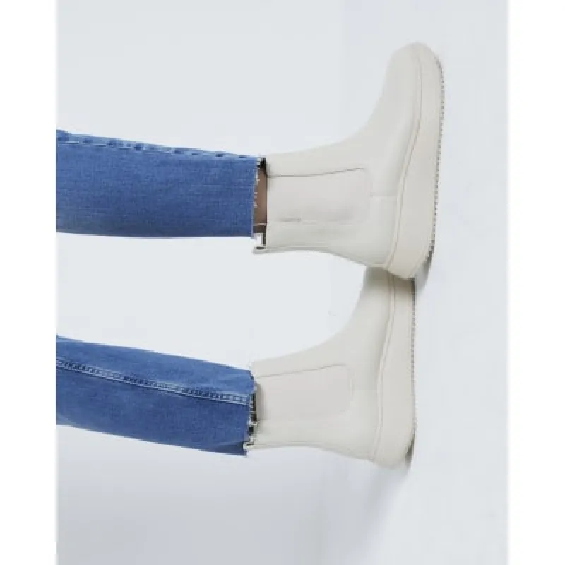 Beige Faux Leather High Top Boots sold by River Island