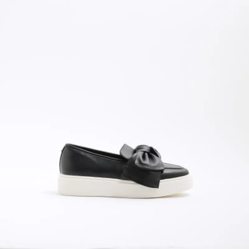 Black Slip On Bow Trainers sold by River Island