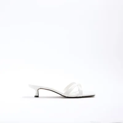 White Cross Strap Heeled Mule Sandals sold by River Island