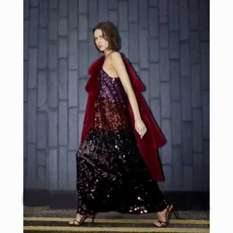 Premium Red Ombre Sequin Maxi Dress sold by River Island