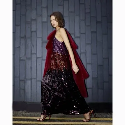 Premium Red Ombre Sequin Maxi Dress sold by River Island