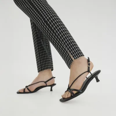 Black Kitten Heeled Strappy Sandals sold by River Island