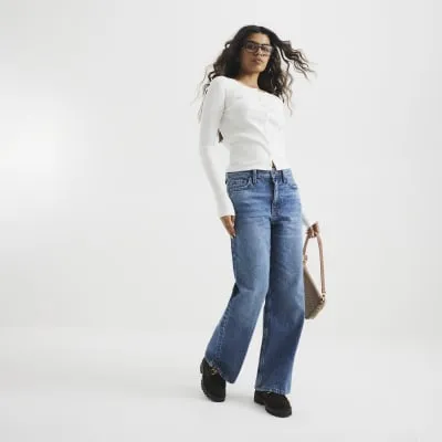 Petite Relaxed Straight Jeans sold by River Island
