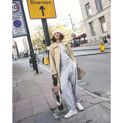 Grey Barrel Leg Pleat Front Trousers sold by River Island