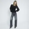 Black Long sleeve Shirred Chiffon Blouse sold by River Island