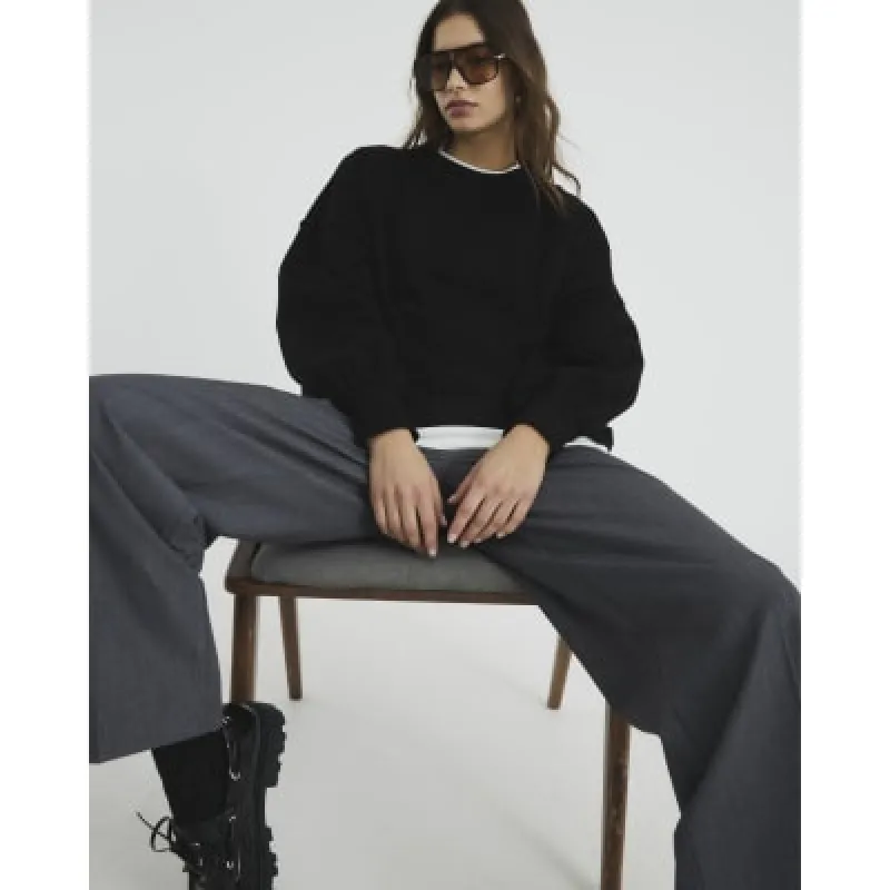 Black Elliptical Seam Sweatshirt sold by River Island