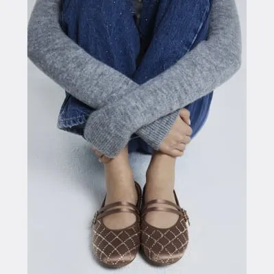 Pink Satin Mary Jane Ballet Pumps sold by River Island