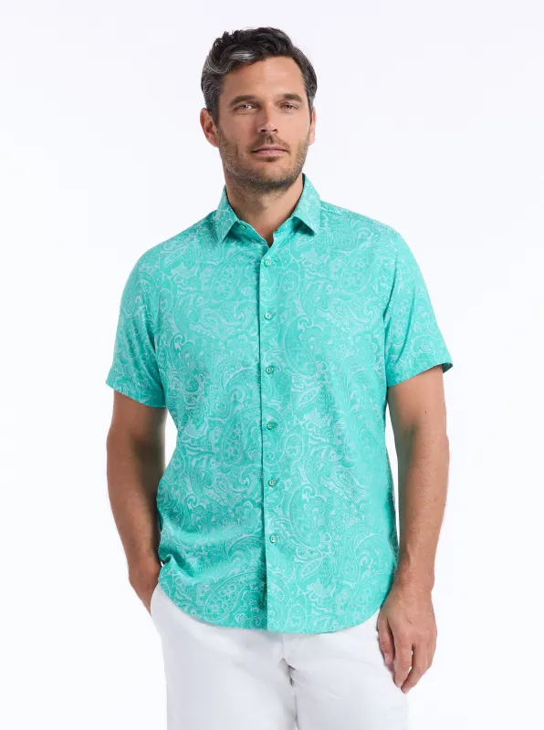 HUDSON SHORT SLEEVE BUTTON DOWN SHIRT made by Robert Graham