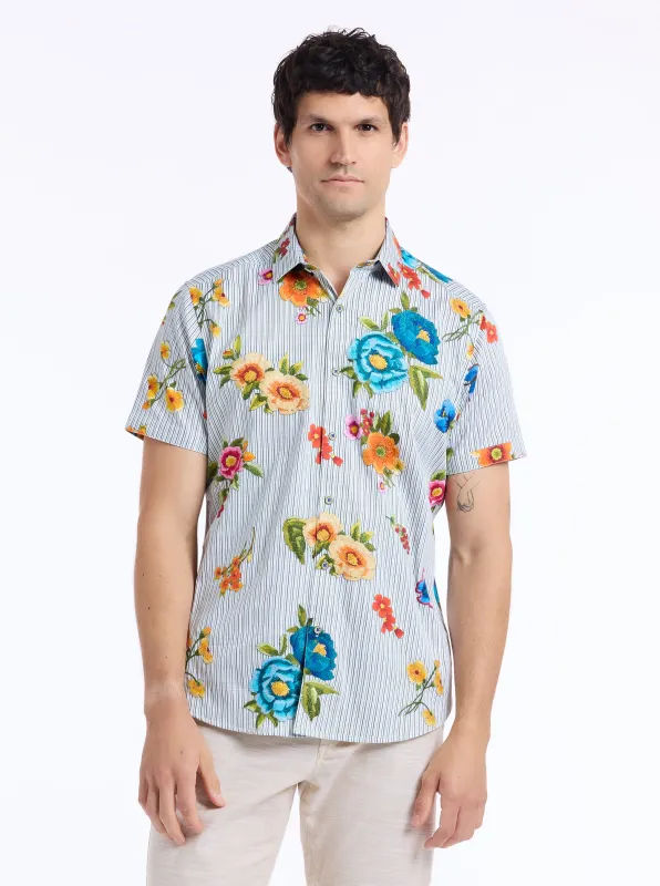 WALHAM SHORT SLEEVE BUTTON DOWN SHIRT made by Robert Graham