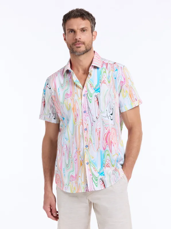 BELLENDEN SHORT SLEEVE BUTTON DOWN SHIRT made by Robert Graham