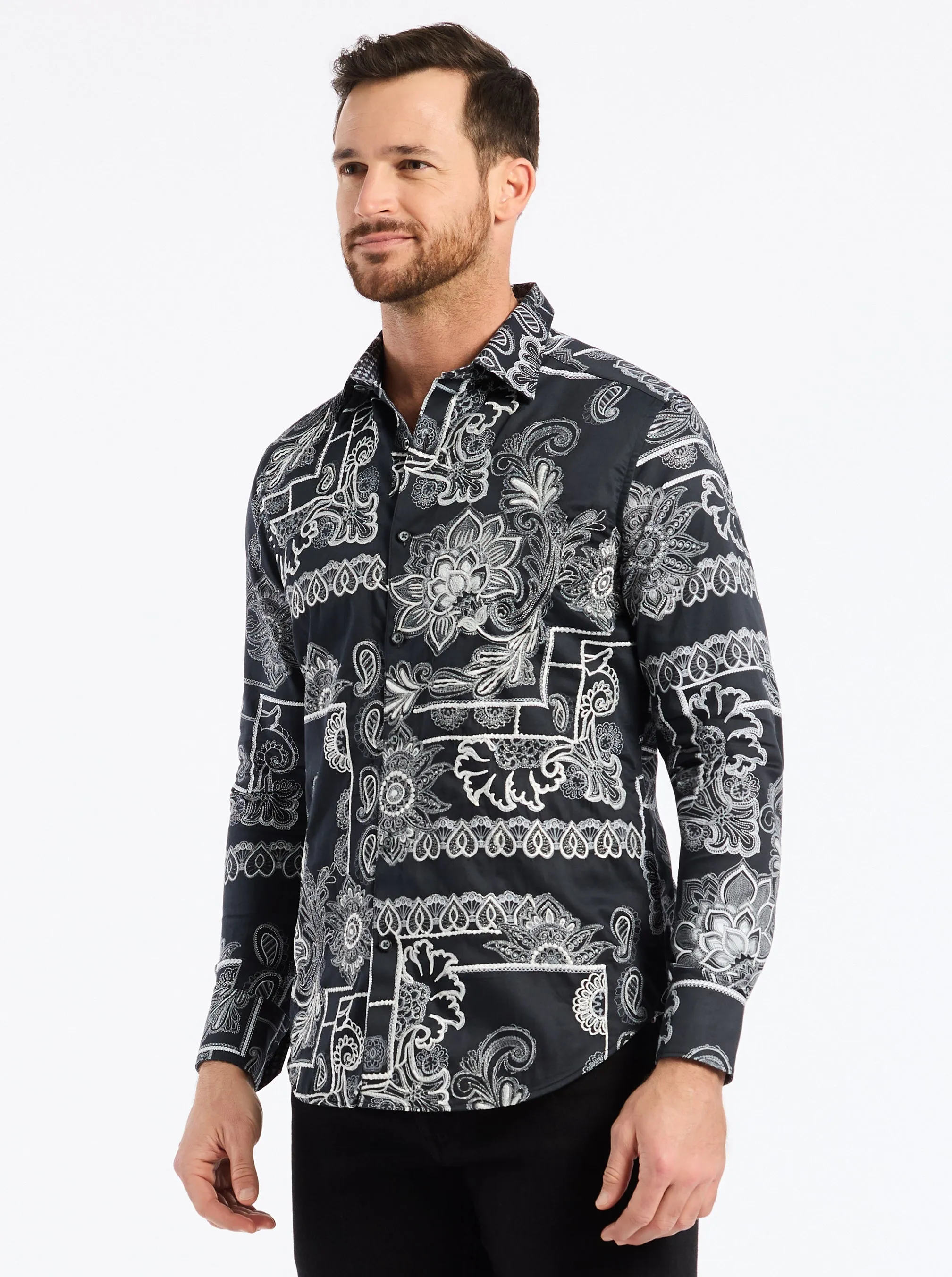 ARDEN LONG SLEEVE BUTTON DOWN SHIRT sold by Robert Graham product image thumbnail 4