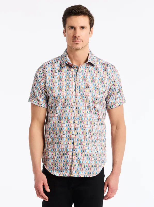LIVINGSTON SHORT SLEEVE BUTTON DOWN SHIRT made by Robert Graham