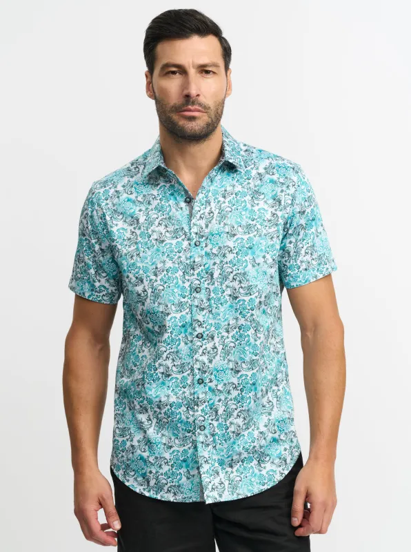 DOWNING SHORT SLEEVE BUTTON DOWN SHIRT made by Robert Graham