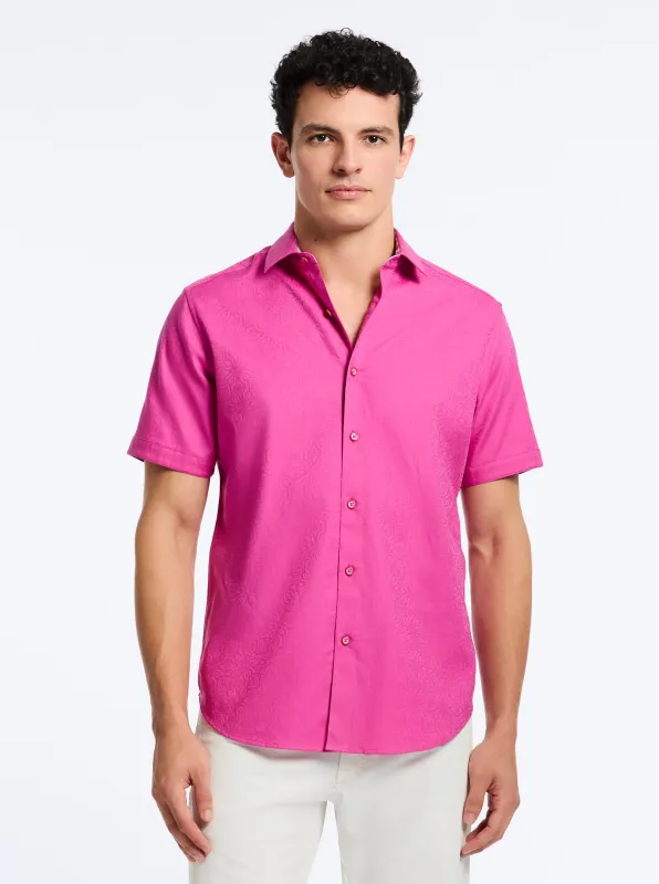 ODYSSEY SHORT SLEEVE BUTTON DOWN SHIRT made by Robert Graham